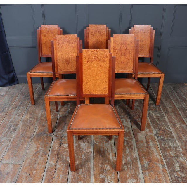 Art Deco French Dining Chairs in Amboyna, 1930, Set of 6 For Sale - Image 4 of 16