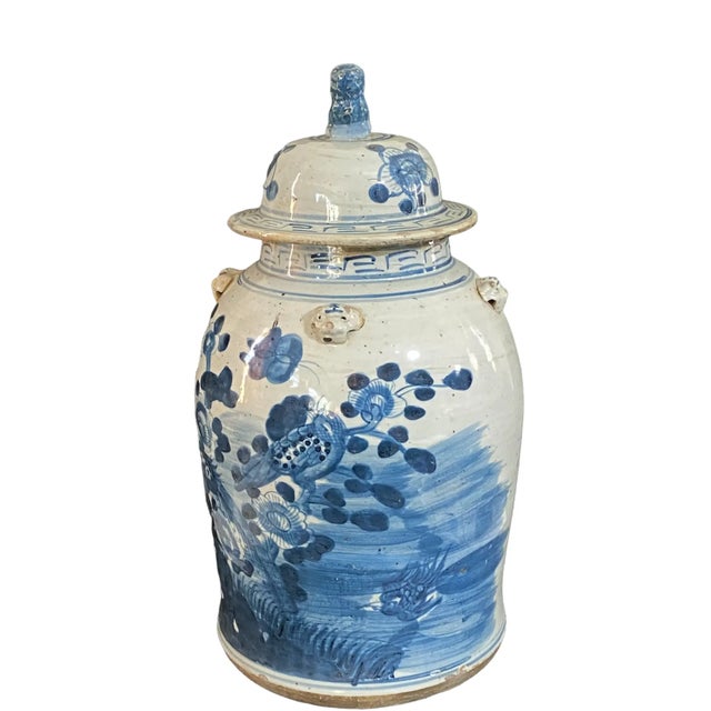 Large Chinoiserie B & W Porcelain Ginger Jar 18.5" H For Sale In New York - Image 6 of 12