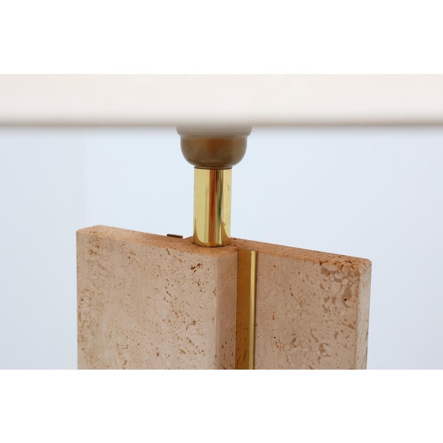 Table Lamp in Travertin and Messing by Belino, 1980s For Sale - Image 4 of 15