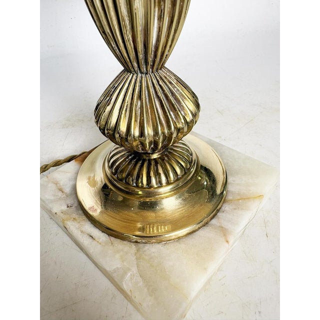 Art Nouveau Brass Table Lamp with Shade, France, 1920s For Sale - Image 17 of 18