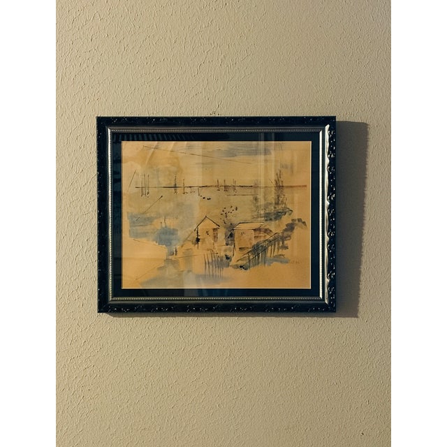 Alfred Birdsey (1912-1996) Original Signed Watercolor Painting, 1980, Framed Bermuda Modernist Landscape For Sale - Image 4 of 11