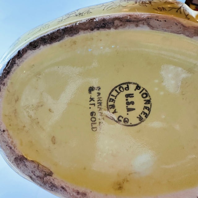 1950s 1950s Pioneer Pottery Company Usa Yellow 22 Kt Gold Design Swan Planter For Sale - Image 5 of 8