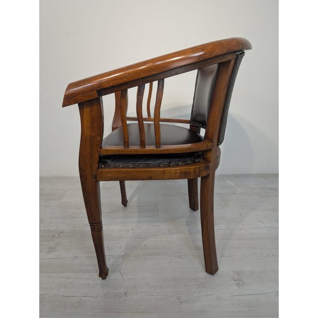 Interwar Wooden Office Chair in Natural Leather, 1890s For Sale - Image 11 of 15