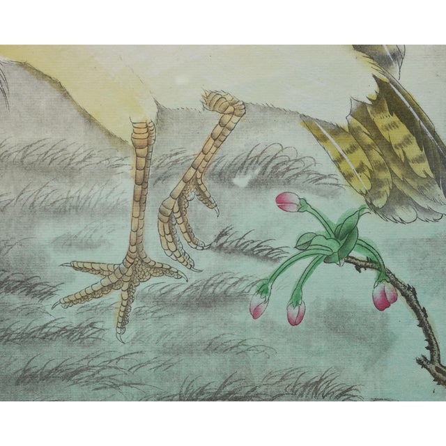 20th C. Chinese Export Pair of Peacocks and Flowers Painting For Sale - Image 17 of 18