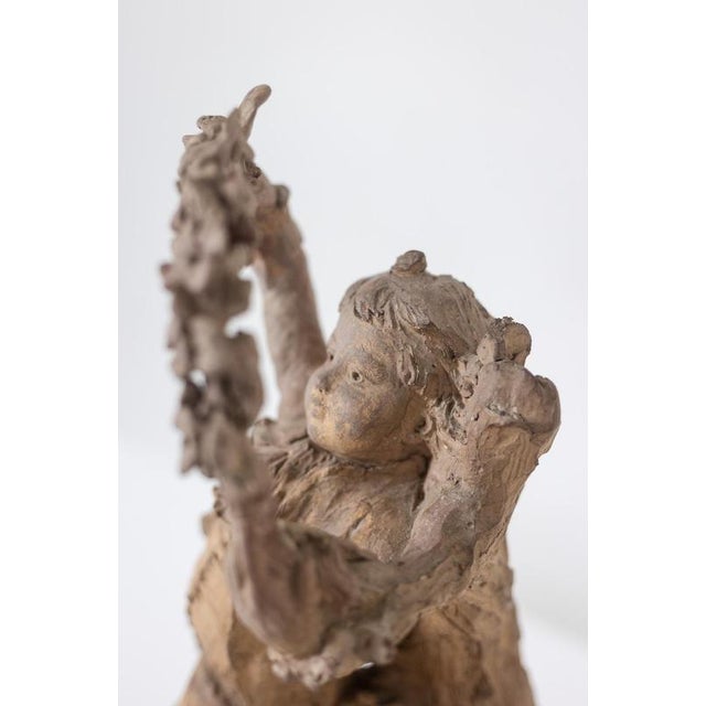 Rocaille-Style Terracotta Sculpture of Children and Flowers, 1850s For Sale - Image 6 of 12