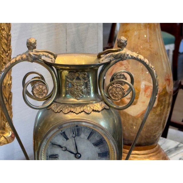 19th Century Neoclassical Brass Urn Clock For Sale - Image 4 of 13