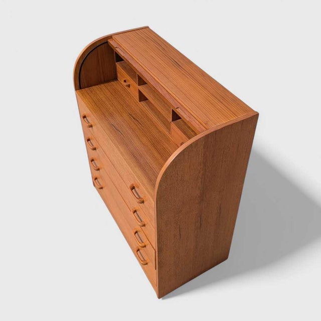 Wood Mid-Century Danish Teak Roll-Top Desk by Egon Ostergaard, 1970s For Sale - Image 7 of 17
