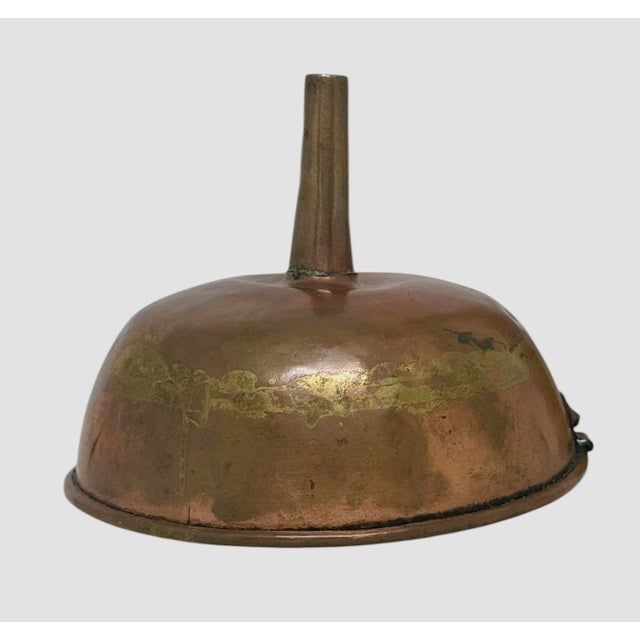 Mid 19th Century Swedish Copper Funnel Hand-Forged With Tin Lining Rustic Kitchen Farmhouse Decor For Sale - Image 9 of 12