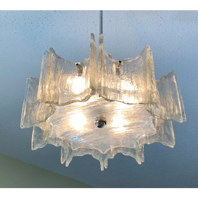 Vintage 1960s Texture Glass Chandelier For Sale - Image 4 of 13