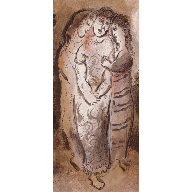 Modern Marc Chagall, Noémi et ses Belles-Filles (Naomi and Her Daughters-in-Law), 1960, Original Lithograph For Sale - Image 3 of 8