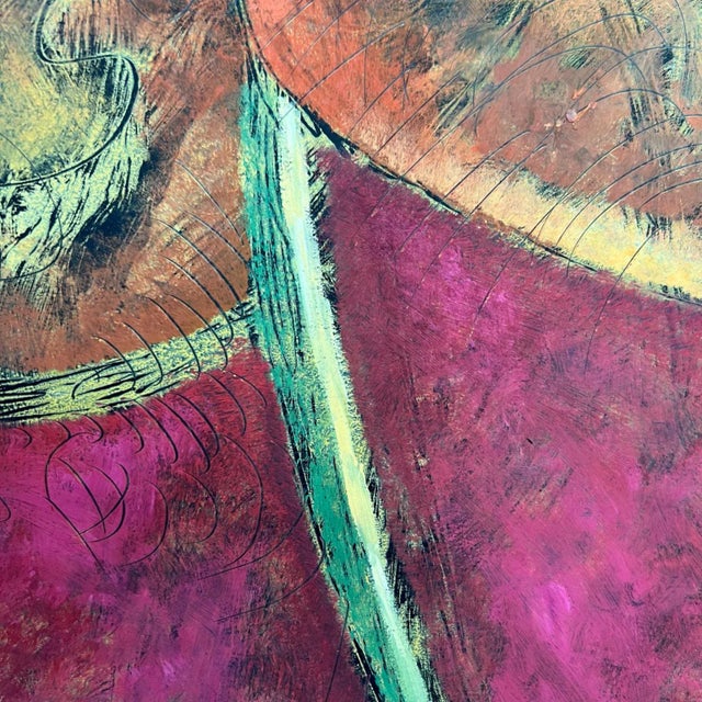 AMBIANIC presents 1980s Byron Gálvez Mexico Vibrant Modernism Artwork Pastel Ink Black Paper Signed art 25.5 x 19.75...