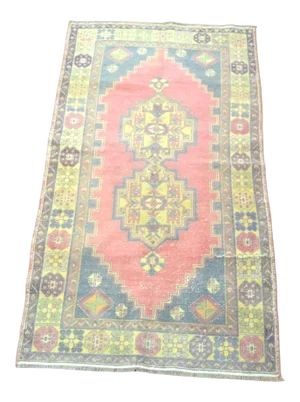 Vintage Faded Turkish Oushak Handmade Rug