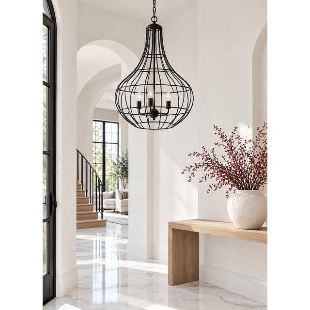 2020s Iron Basket Drop Chandelier For Sale - Image 5 of 5