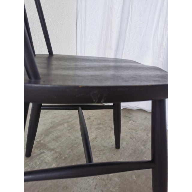 Vintage Scandinavian Black Beech Dining Chair in the style of Ilmari Tapiovaara, 1970s For Sale - Image 11 of 17