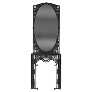 Mirror On Wrought Iron Console, 1920s For Sale