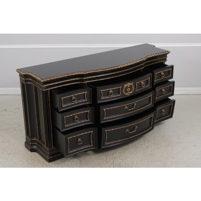 Marge Carson Marge Carson Large Black Painted Sideboard Credenza For Sale - Image 4 of 16