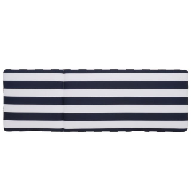 White Gillian Chaise Lounge, Heather Tan/Navy Stripe For Sale - Image 8 of 12