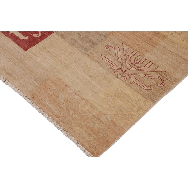 Modern Gabbeh Tan/Red Wool Rug - 9'0'' X 11'4'' For Sale - Image 4 of 10