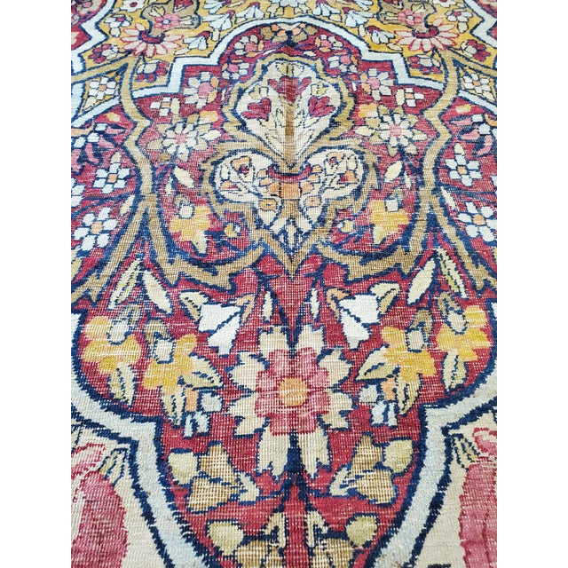 Antique Persian Lavar Kerman Carpet, Traditional, Soft, Gold, Ivory, Blue, Green For Sale - Image 9 of 18