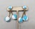 Mid-Century Modern Vintage 1950s Signed Crown Trifari White & Turquoise Checked Drop Clip Earrings-2 Pieces For Sale - Image 3 of 10
