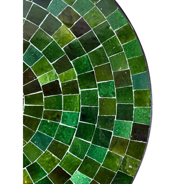 Outdoor Round Emerald Green Mosaic Side Table For Sale - Image 4 of 5