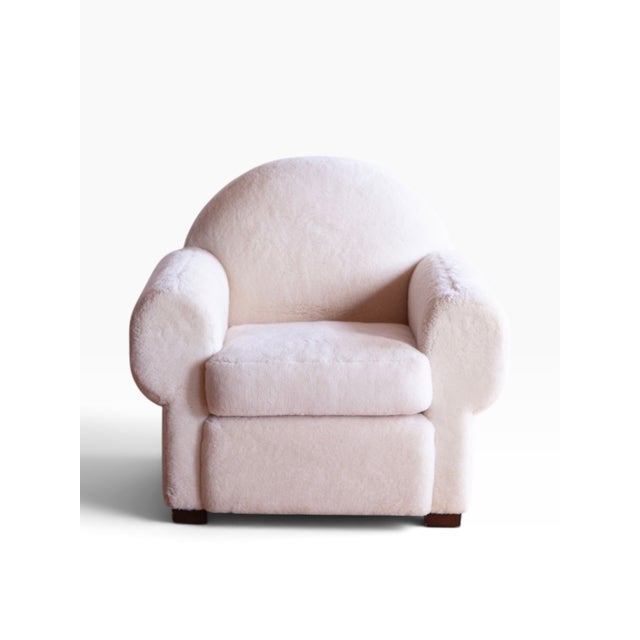 Art Deco Shearling Club Chair and Ottoman, 1980s For Sale In Philadelphia - Image 6 of 10