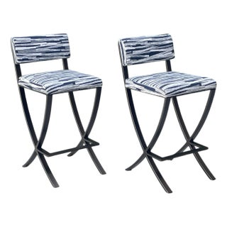 Forged Steel Counter Stools in the Style of Charleston Forge Naples, a Pair For Sale