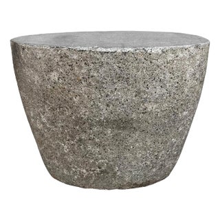 Organic Modern Vintage Outdoor Boulder Stone Stool Side Table For Sale