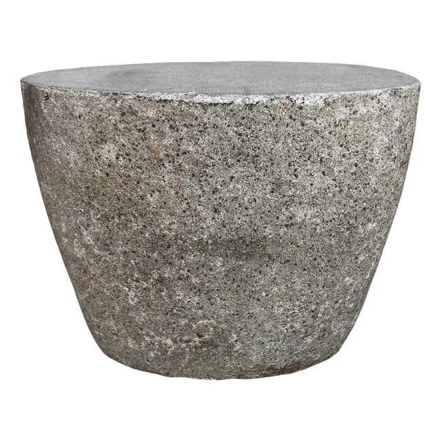 Organic Modern Vintage Outdoor Boulder Stone Stool Side Table For Sale