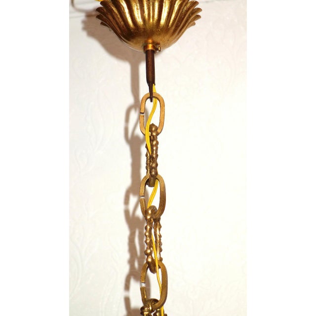 Metal Antique French Swan Brass 4-Light Chandelier, 1950s For Sale - Image 7 of 12