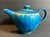 Stunning blue drip glaze stoneware studio pottery teapot. Artisan signed on the bottom. New, unused condition.