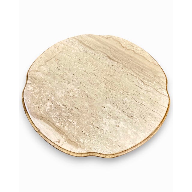 Stone Pair of 1970s Italian Travertine Scalloped Edge Pedestal End Tables For Sale - Image 7 of 17