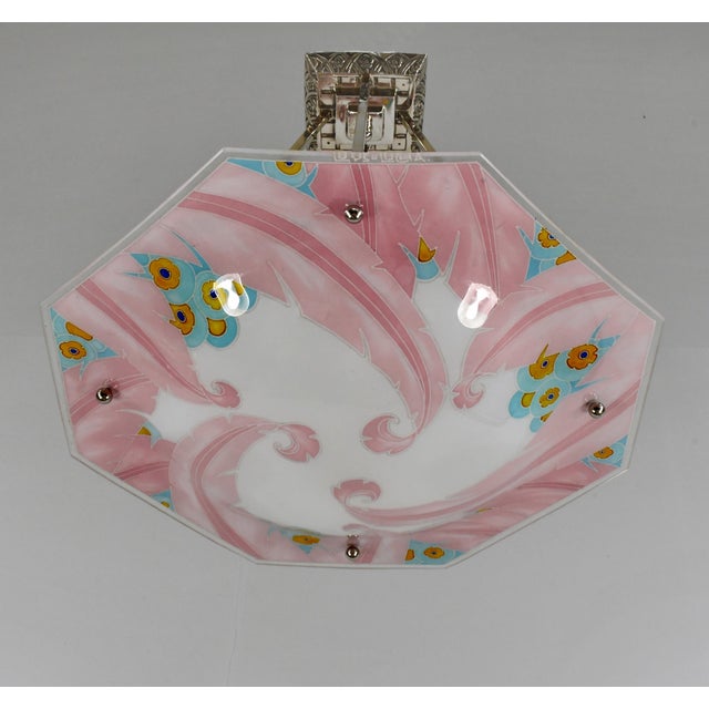 French Art Deco Pendant Light by Loys Lucha 1930 France For Sale - Image 6 of 14