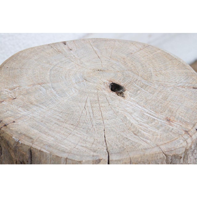 1990s Heavy Slab Reclaimed Wood End Table For Sale - Image 5 of 7