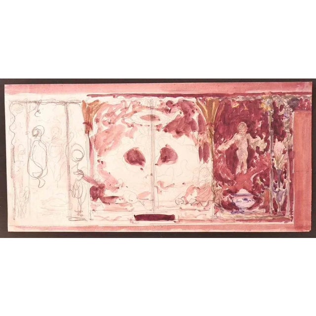 Composition is an original Drawing in Pencil and watercolor realized by an anonymous artist in the mid-20th Century. Good...