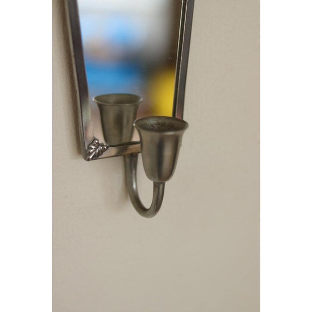 Mid-Century Swedish Pewter Sconces with Mirrors, Set of 2 For Sale - Image 5 of 18