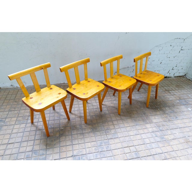 Vintage Swedish Pine Dining Chairs, Set of 4 For Sale - Image 4 of 16