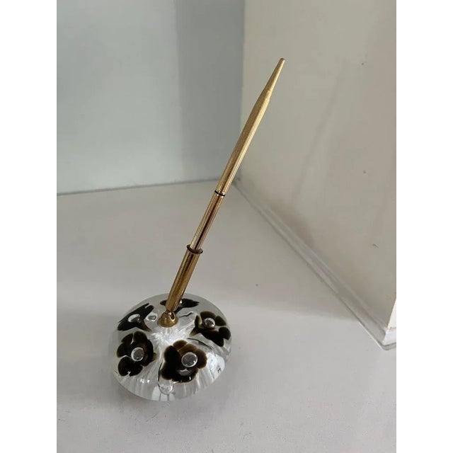 Murano Glass Paper Weight with Gold Desk Pen For Sale - Image 11 of 13