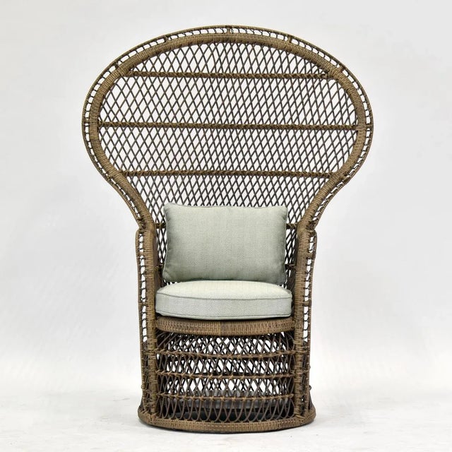 Traditional Outdoor Resin Wicker Peacock Chair For Sale - Image 3 of 8