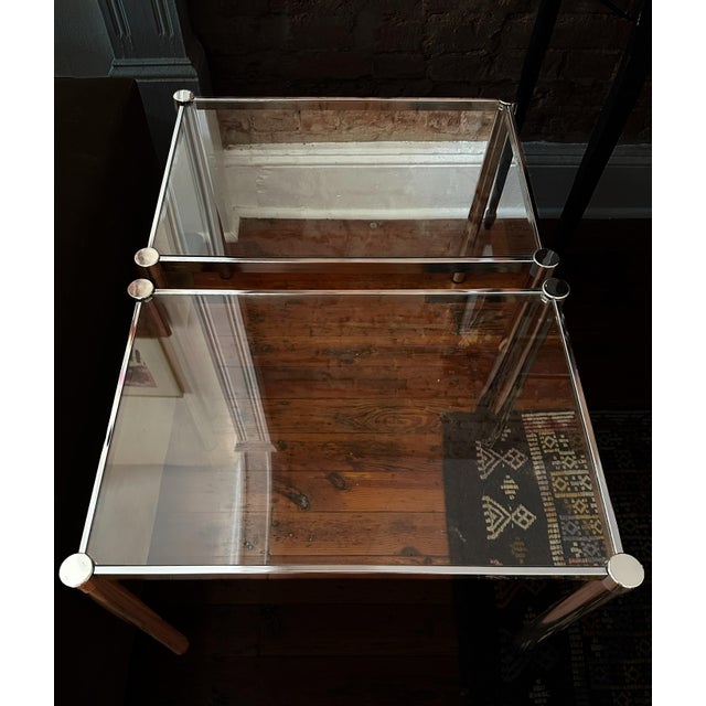 26ʺW × 18ʺD × 19.5ʺH No chips or viable scratches in glass. Some minor scratches on the chrome in expected vintage condition