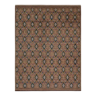 Rug & Kilim’s Moroccan Rug in Brown, Red and Blue Diamond Patterns For Sale