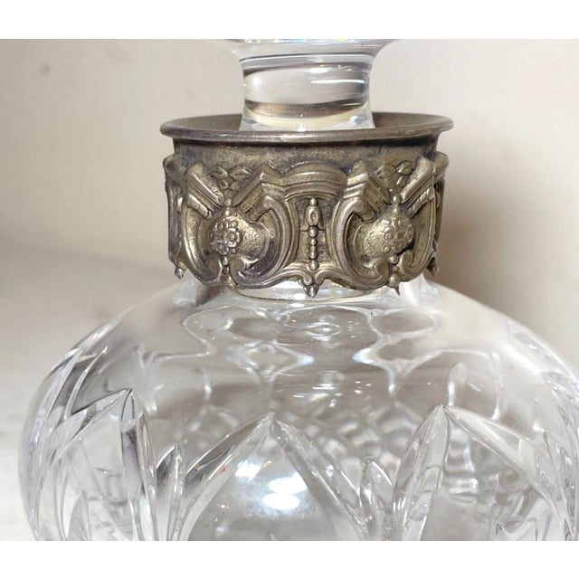 Antique Ornate Sterling Silver Cut Crystal Scent Cologne Perfume Bottle Jar For Sale - Image 4 of 11