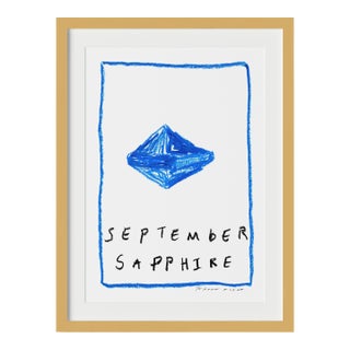 September Sapphire Birthstone Print by Tatiana Alida in Gold Frame For Sale