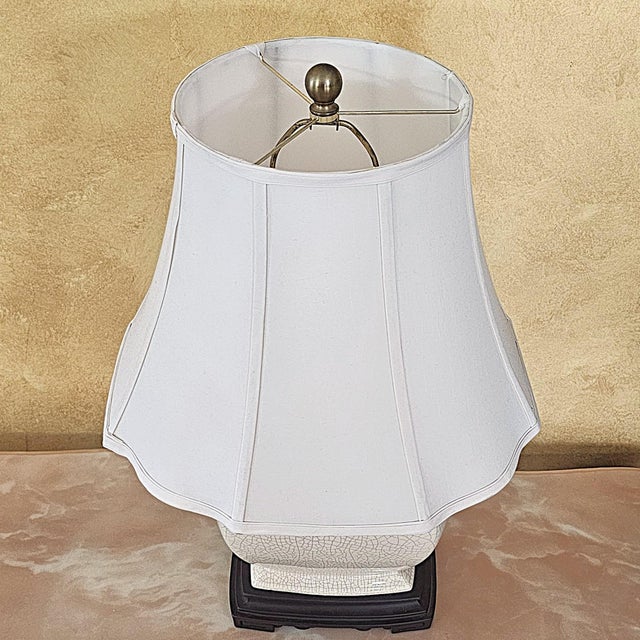 Contemporary Oriental‑Style Crackle Glaze Ceramic Lamp – Ul Listed For Sale In Washington DC - Image 6 of 18