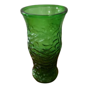 Vintage Hoosier Art Glass Crinkled Emerald Green Vase, 1970s