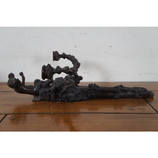 Late 19th Century Bronze Two Arm Candelabra Candle Holder Wall Sconces Faun Bacchus- a Pair For Sale - Image 4 of 12