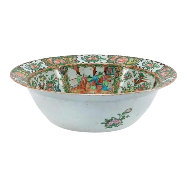 19th Century Chinese Rose Medallion Centerpiece or Punch Bowl For Sale