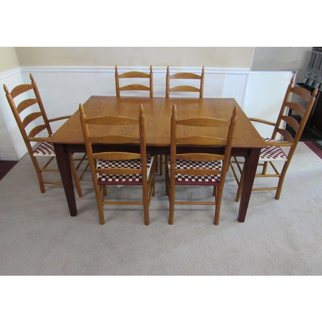 Athol Mission Oak Dining Set, Table & Ladderback Chairs 7 Pieces