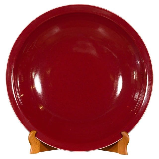 Chinese Vintage Large Porcelain Platter with Oxblood Color For Sale - Image 13 of 13