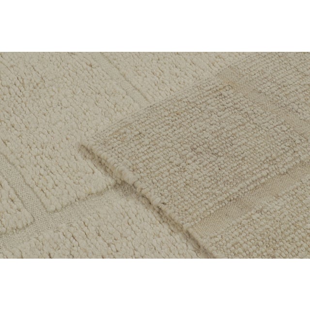 Rug & Kilim’s Contemporary Rug in Cream White with High-Low Geometric Patterns - 10x14 For Sale In New York - Image 6 of 6